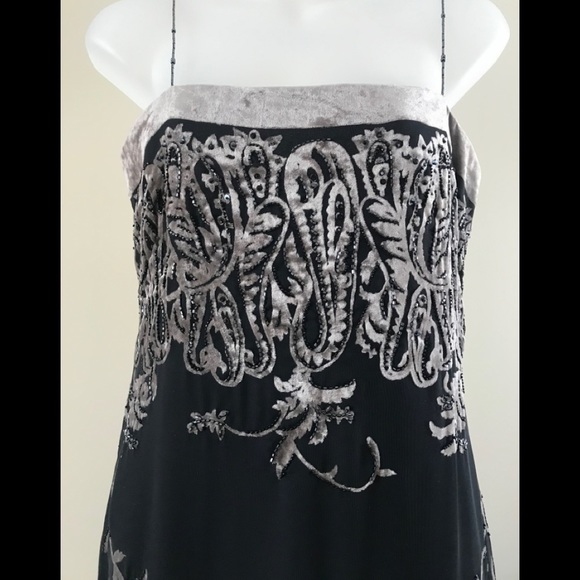 KAY UNGER Embellished Beaded Chiffon Velvet Dress - Picture 2 of 16